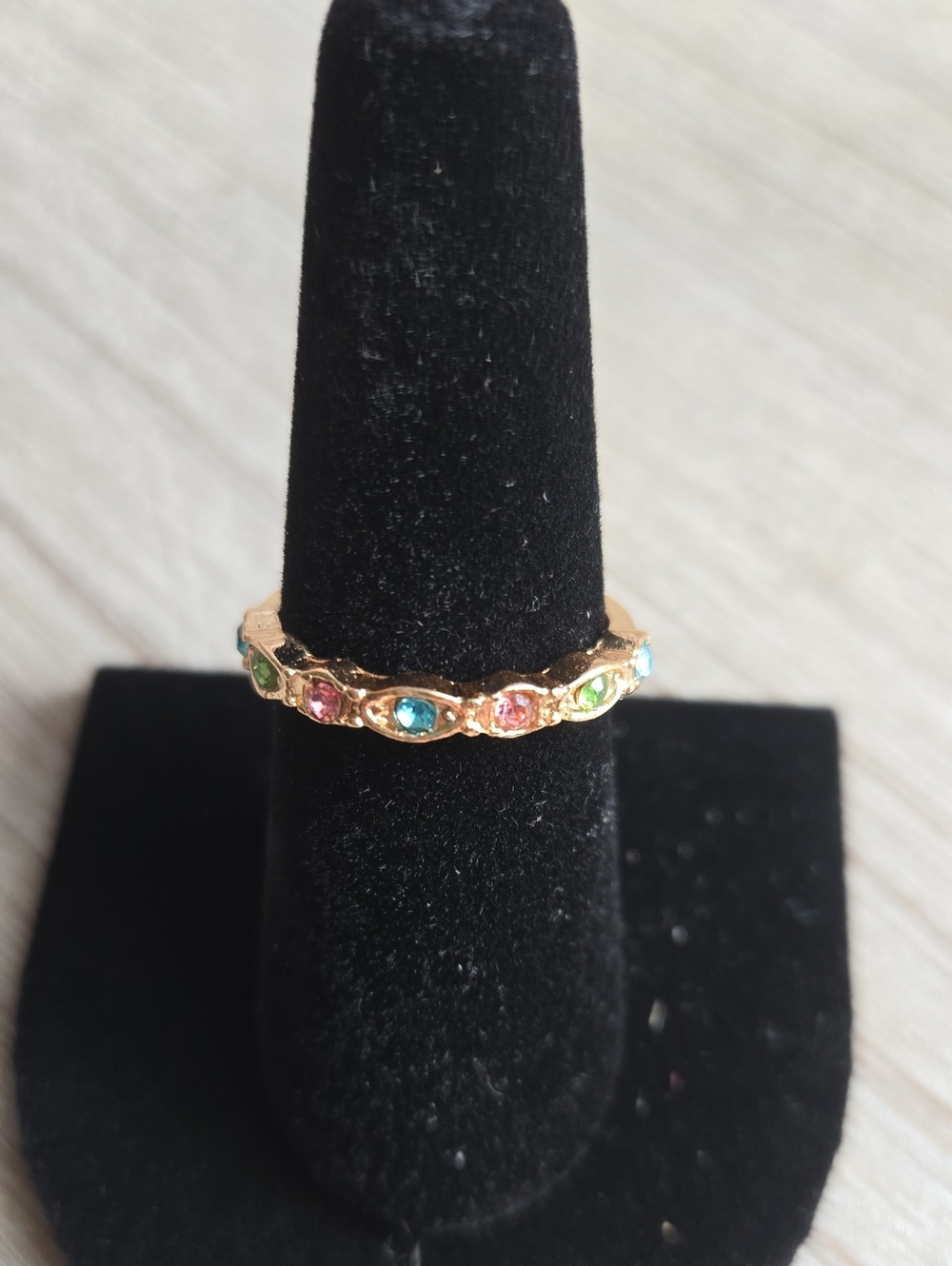 Gold Multicolor Gemstone Band Ring - Women Jewelry.Size 7.